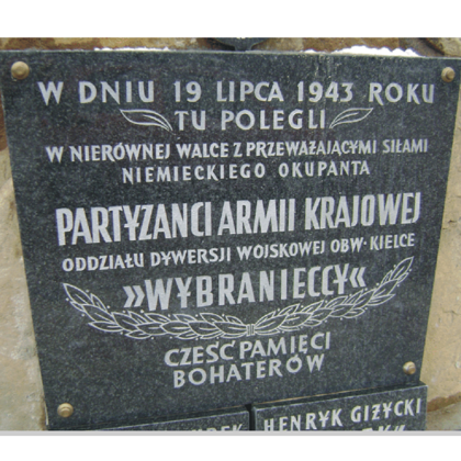 tablica pamiątkowa Partyzanci