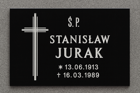 Tablica nagrobkowa dla 2 osób z krzyżem, elegancki prosty układ